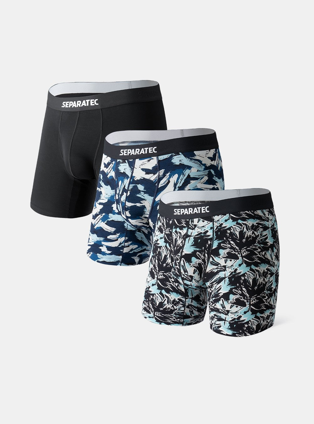 Blossom Prints 3D Single Ball Pouch Bamboo Rayon Boxer Briefs 3 Pack