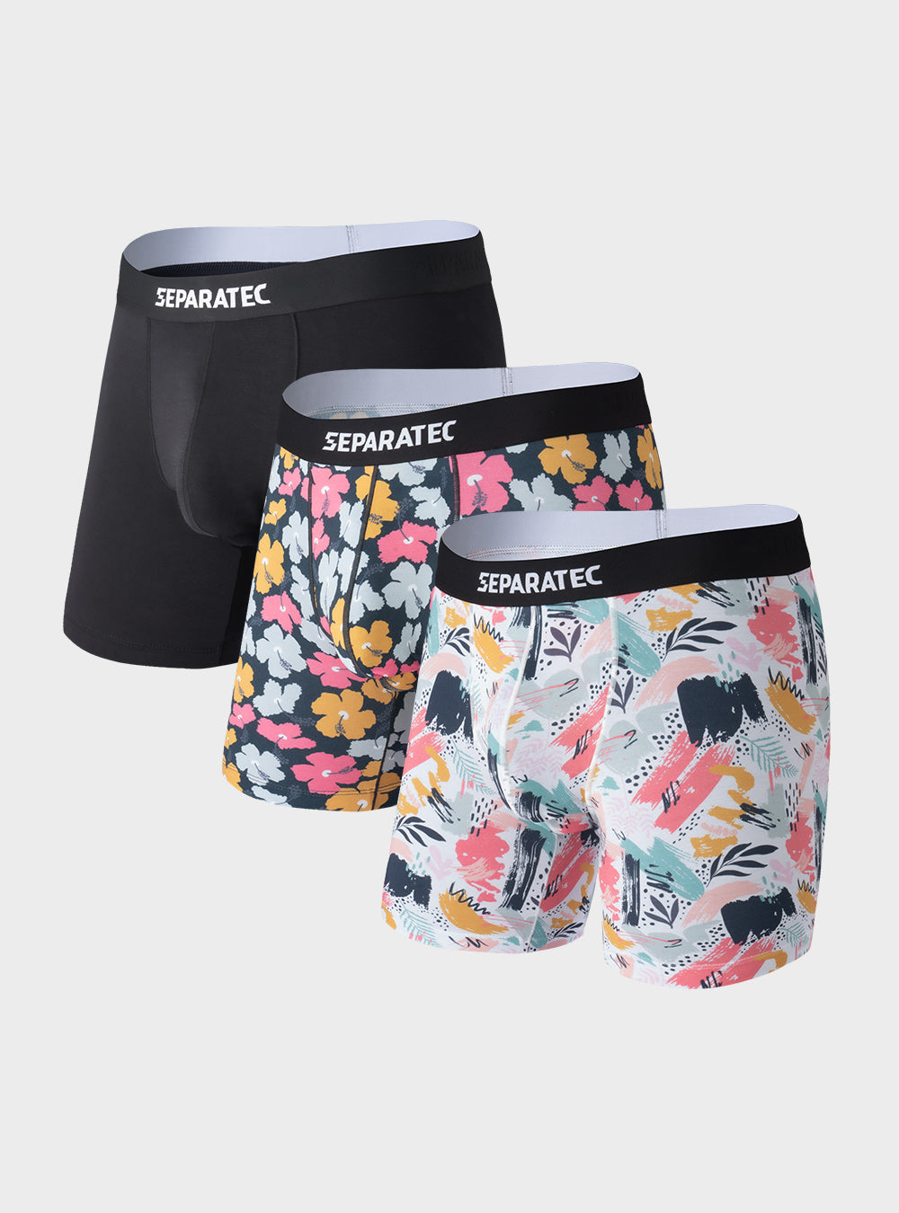 Stylish Botanical and Ocean Printed Bamboo Rayon Boxer Briefs 3 Pack ...