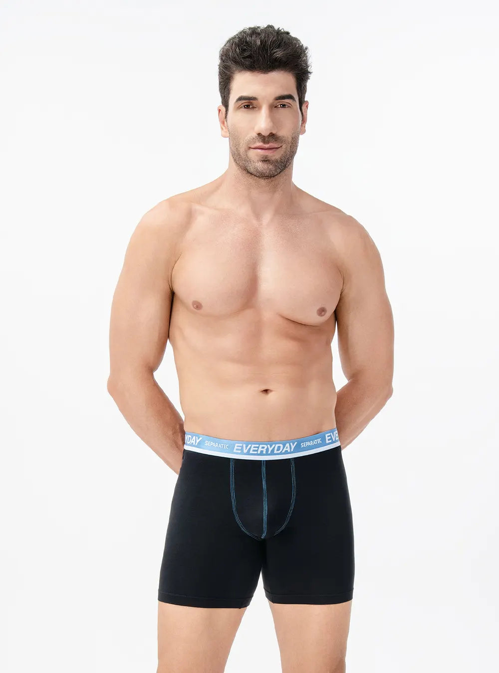 Black Cotton Colorful Waistband Everyday Boxer Briefs 7 Pack