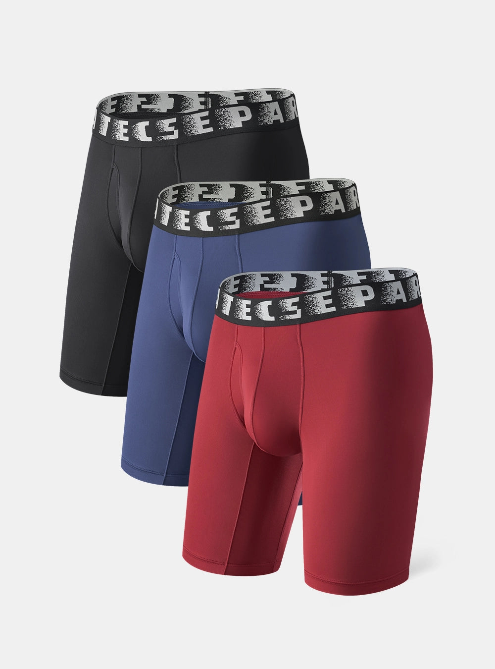 Separate Pouch™ Wide Waistband Long Leg 9" Boxer Briefs 3 Pack