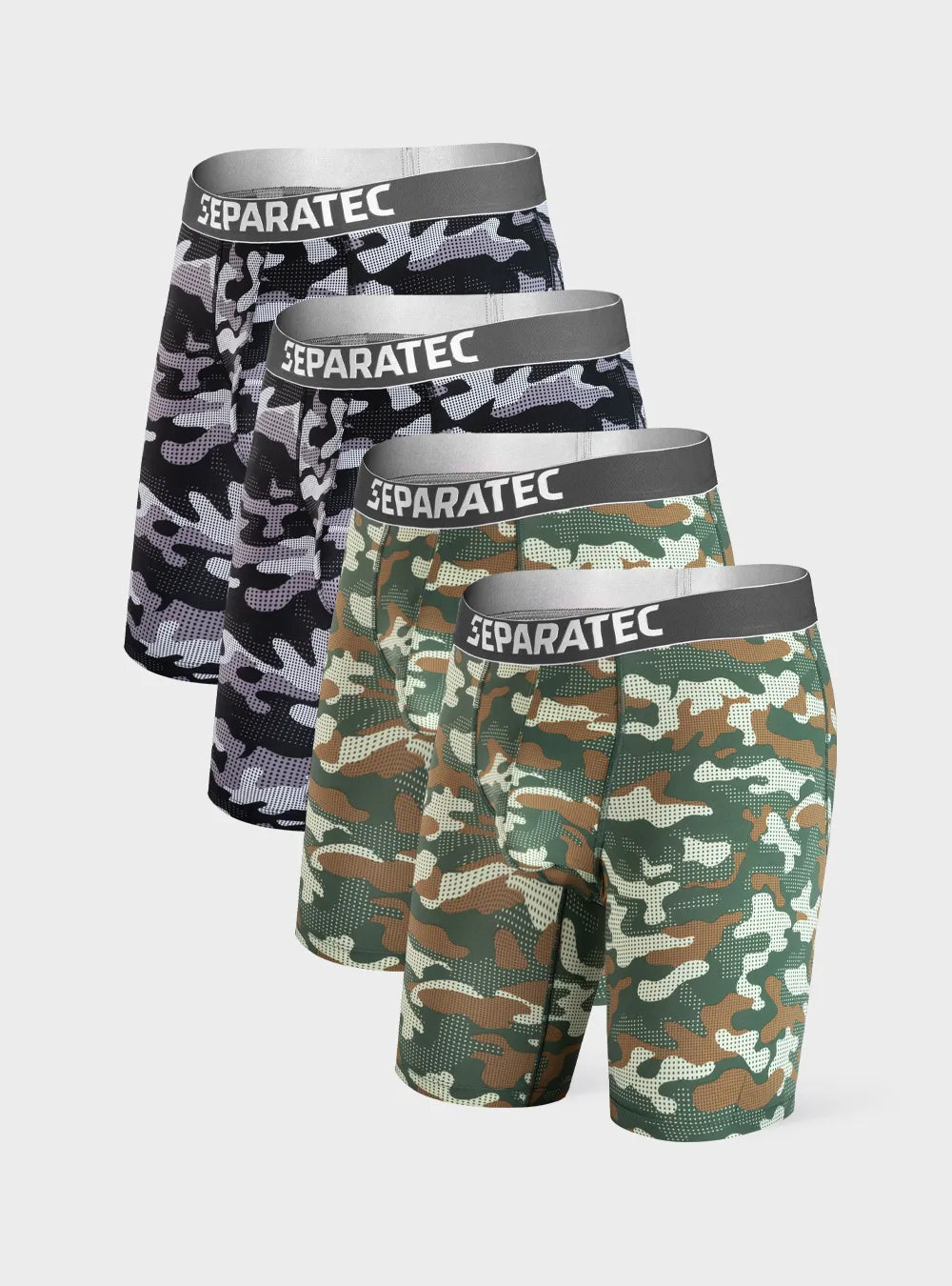 Mesh Athletic Camo Quick Dry 8 inches Boxer Briefs 4 Pack