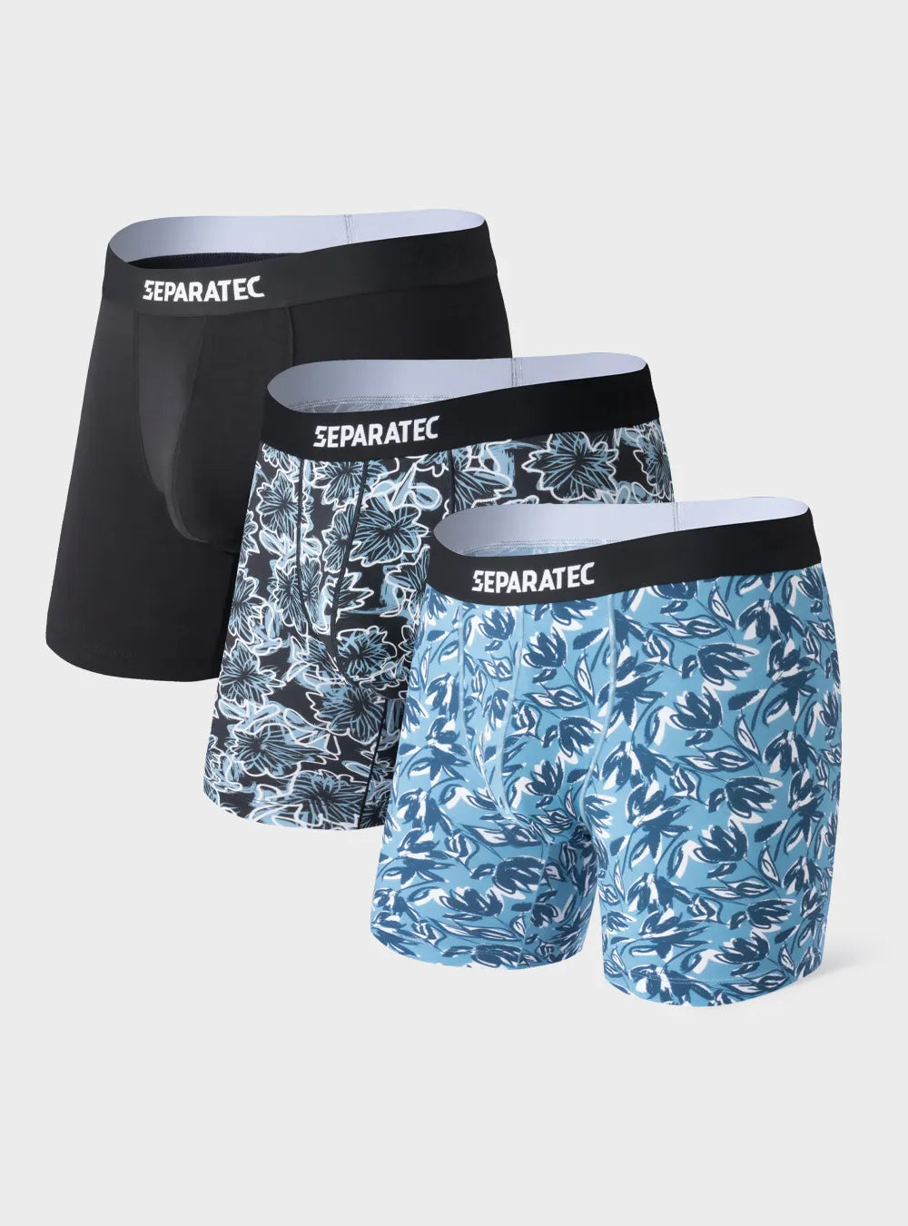 Stylish Leaf Doodle Printed Bamboo Rayon Boxer Briefs 3 Pack – Separatec