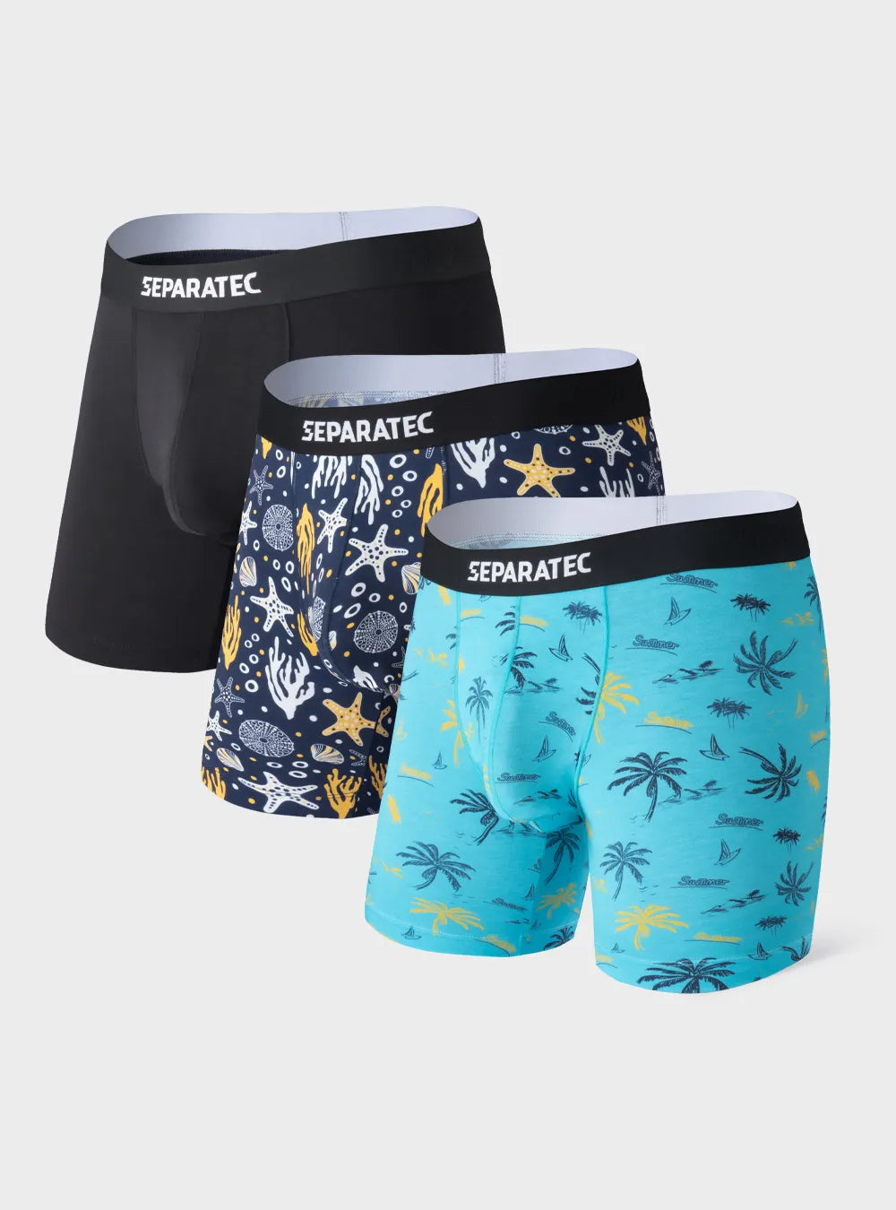 Stylish Seaworld Printed Bamboo Rayon Boxer Briefs 3 Pack – Separatec