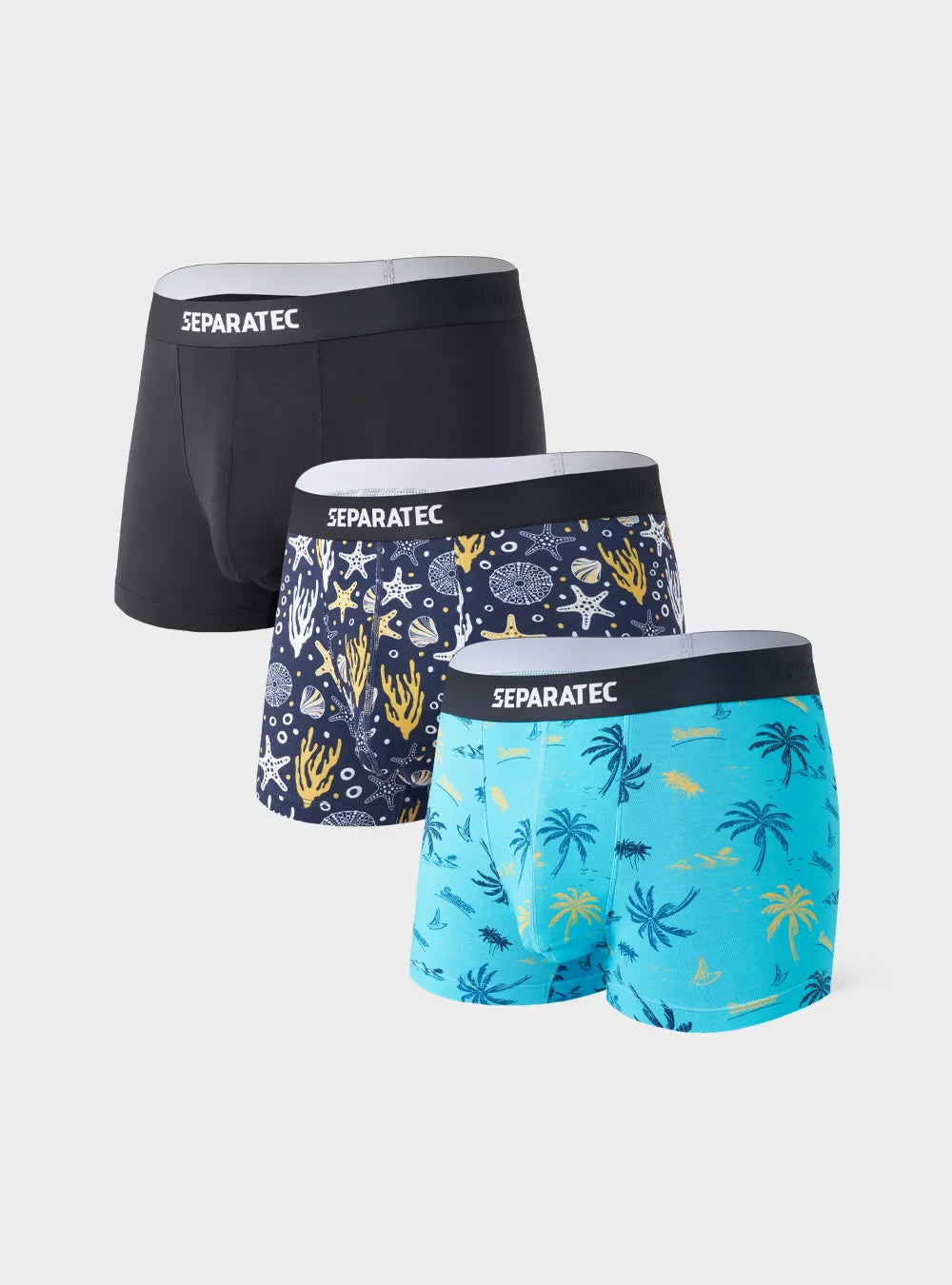 Tropical Ocean Printed Bamboo Rayon Trunks 3 Pack