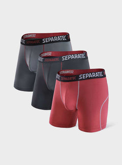 Separatec Athletic Mens Underwear, Anti Chafing Performance Long Leg Boxer Briefs  for Men 3 Pack with Dual Pouch Design at  Men's Clothing store