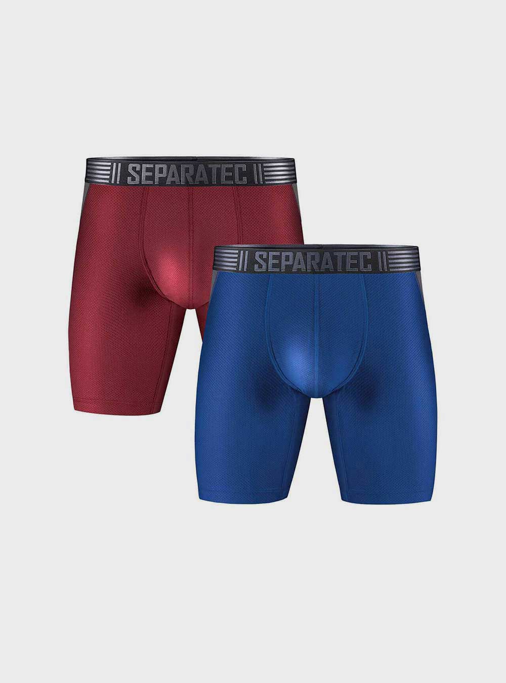 Separatec Dual Pouch Quick Dry 8 Inch Cool Mesh Sports Boxer Briefs